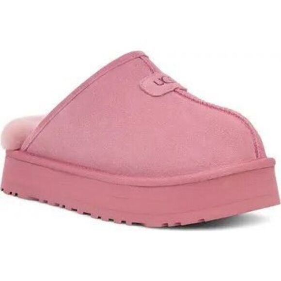 UGG Women's Pink Disquette Suede Sheepskin Slip On Platform